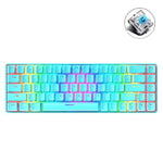 Clavier mécanique de jeu lumineux RGB ZIYOU LANG T8 68 touches, Longueur du câble : 1,6 m, T8 axe rouge blanc, T8 axe bleu vert, T8 axe rose vert, T8 axe noir vert, T8 axe noir thé, T8 axe blanc vert