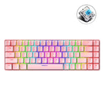 Clavier mécanique de jeu lumineux RGB ZIYOU LANG T8 68 touches, Longueur du câble : 1,6 m, T8 axe rouge blanc, T8 axe bleu vert, T8 axe rose vert, T8 axe noir vert, T8 axe noir thé, T8 axe blanc vert
