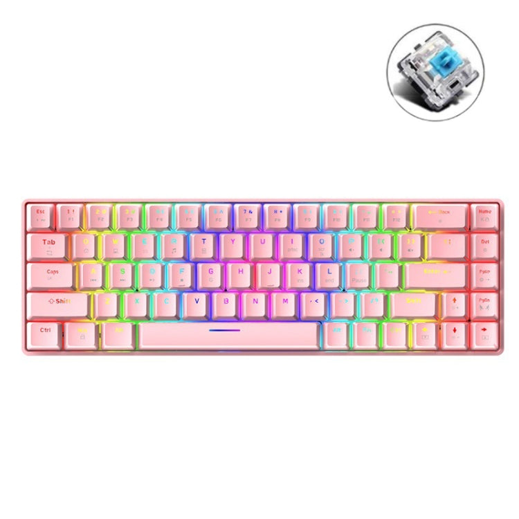 Clavier mécanique de jeu lumineux RGB ZIYOU LANG T8 68 touches, Longueur du câble : 1,6 m, T8 axe rouge blanc, T8 axe bleu vert, T8 axe rose vert, T8 axe noir vert, T8 axe noir thé, T8 axe blanc vert