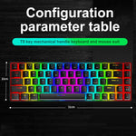 Clavier mécanique de jeu lumineux RGB ZIYOU LANG T8 68 touches, Longueur du câble : 1,6 m, T8 axe rouge blanc, T8 axe bleu vert, T8 axe rose vert, T8 axe noir vert, T8 axe noir thé, T8 axe blanc vert