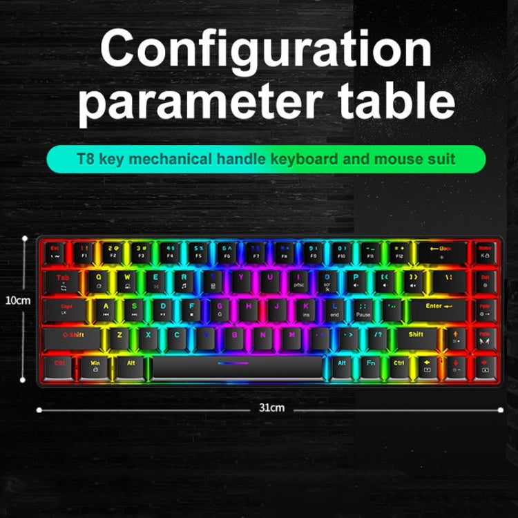 Clavier mécanique de jeu lumineux RGB ZIYOU LANG T8 68 touches, Longueur du câble : 1,6 m, T8 axe rouge blanc, T8 axe bleu vert, T8 axe rose vert, T8 axe noir vert, T8 axe noir thé, T8 axe blanc vert