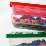 Boîte de Rangement Blocs de Construction pour Enfants, Boîte de Rangement Transparente avec Couvercle, Jaune, Rouge, Vert, Bleu