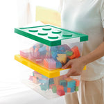 Boîte de Rangement Blocs de Construction pour Enfants, Boîte de Rangement Transparente avec Couvercle, Jaune, Rouge, Vert, Bleu