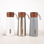 Délicate Tasse Thermos à Grain de Bois en Acier Inoxydable 304, 400ml, 500ml