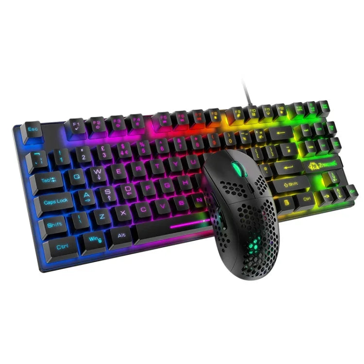 Ensemble clavier et souris mécaniques lumineux de jeu ZIYOU LANG T2 88 touches, Longueur du câble : 1,6 m, T2 noir, T2 blanc