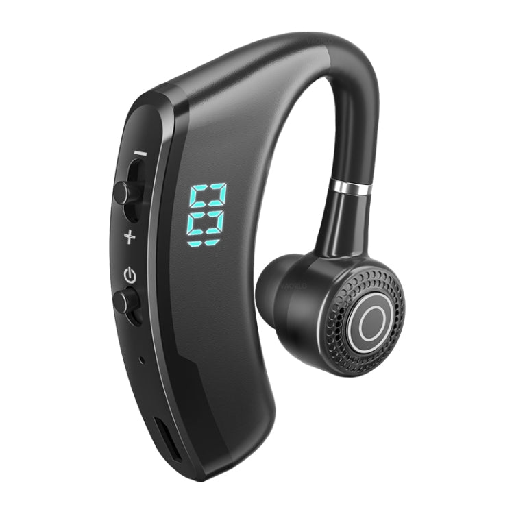 Casque Bluetooth V9S antibruit avec affichage LED, Oreillette simple noire, Oreillette simple bleue