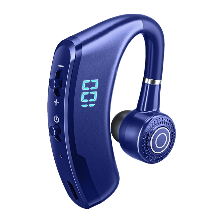 Casque Bluetooth V9S antibruit avec affichage LED, Oreillette simple noire, Oreillette simple bleue