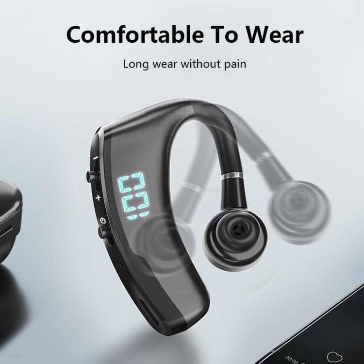 Casque Bluetooth V9S antibruit avec affichage LED, Oreillette simple noire, Oreillette simple bleue