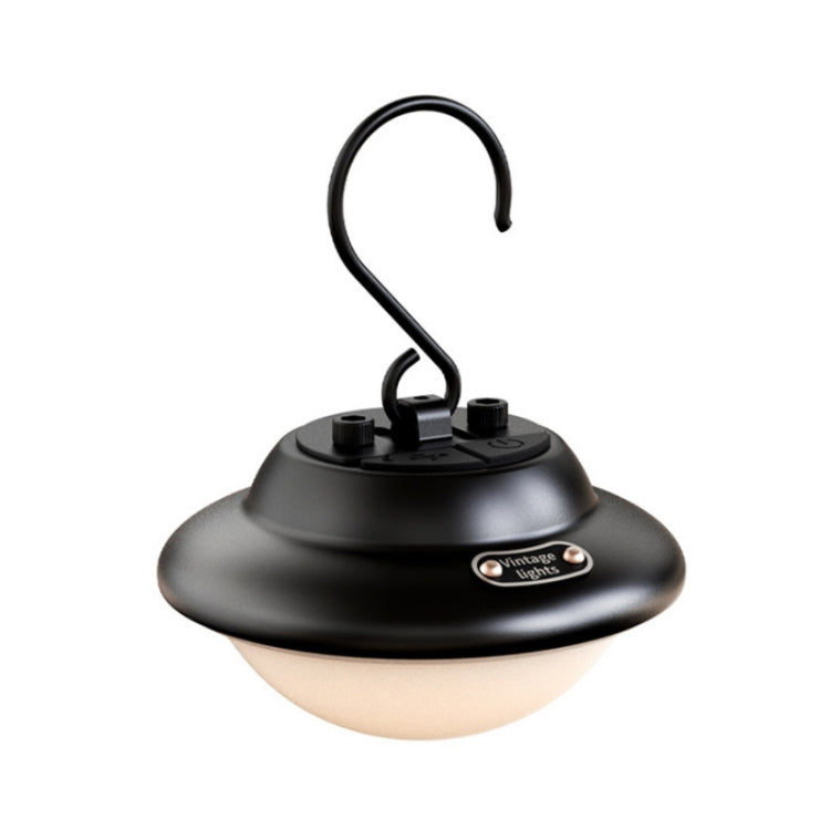 Lampe de camping portable suspendue rechargeable par USB, Noire, Beige