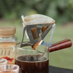Filtre à marc de café en acier inoxydable pour camping, entonnoir pliant