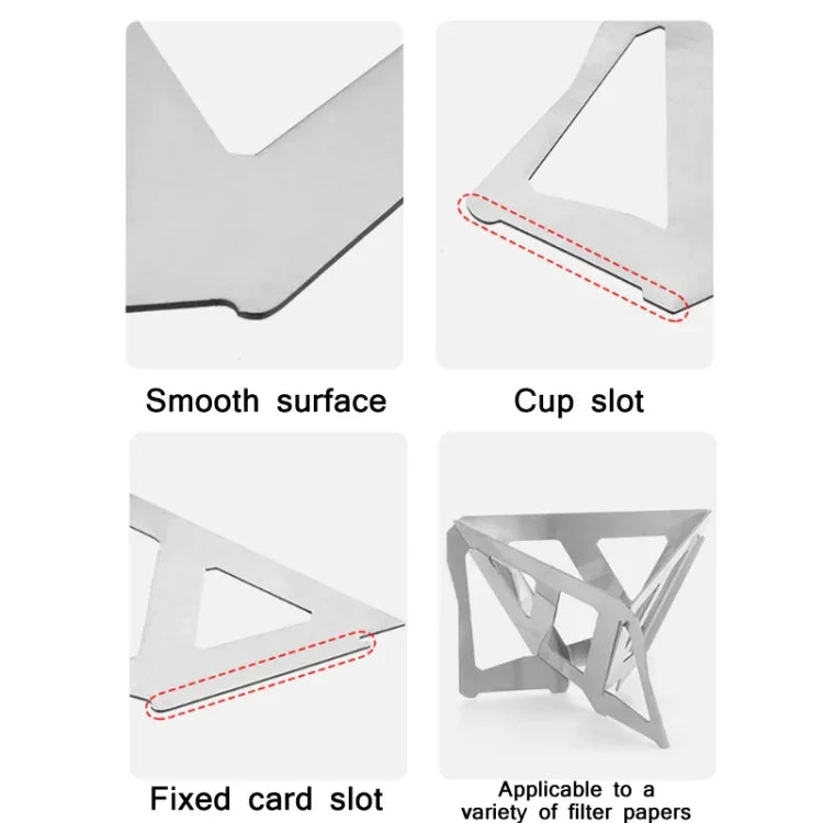 Filtre à marc de café en acier inoxydable pour camping, entonnoir pliant