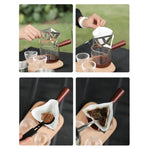 Filtre à marc de café en acier inoxydable pour camping, entonnoir pliant