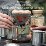 Filtre à marc de café en acier inoxydable pour camping, entonnoir pliant