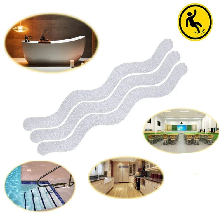 24 pcs / sac autocollants antidérapants à motif gravier ondulé pour baignoire, 1,3 x 18cm