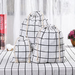 Sac de rangement en coton et lin avec cordon, petit+moyen+grand