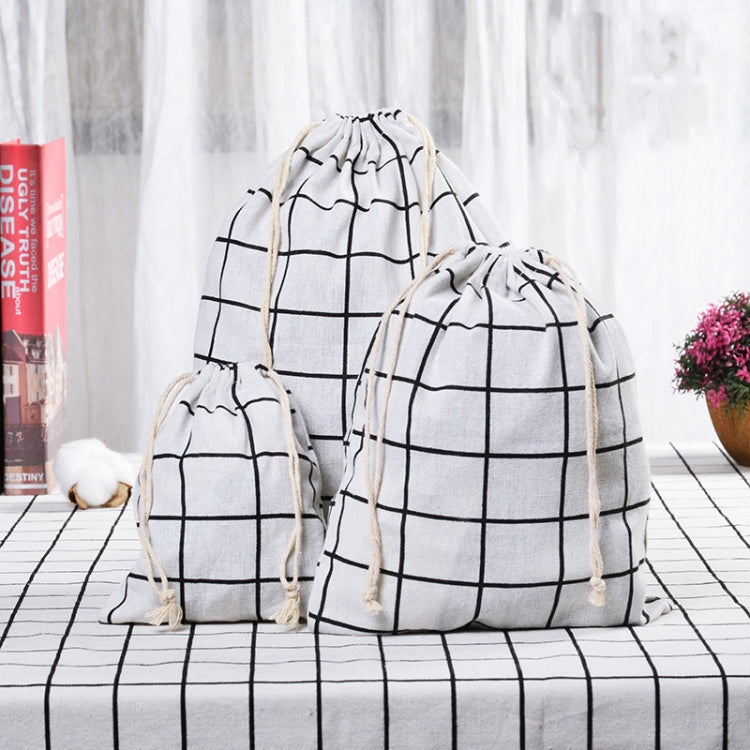 Sac de rangement en coton et lin avec cordon, petit+moyen+grand