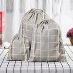 Sac de rangement en coton et lin avec cordon, petit+moyen+grand