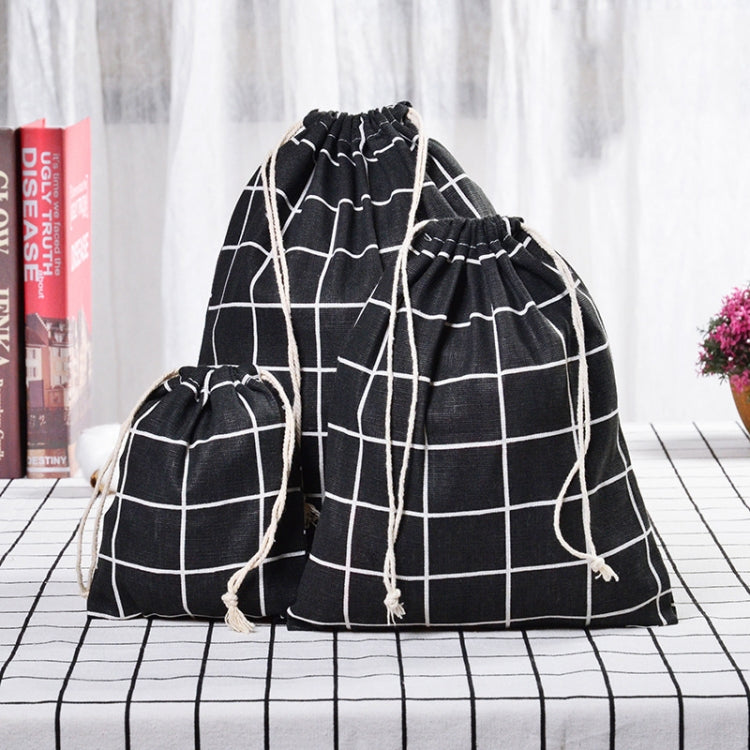 Sac de rangement en coton et lin avec cordon, petit+moyen+grand