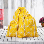 Sac de rangement en coton et lin avec cordon, petit+moyen+grand