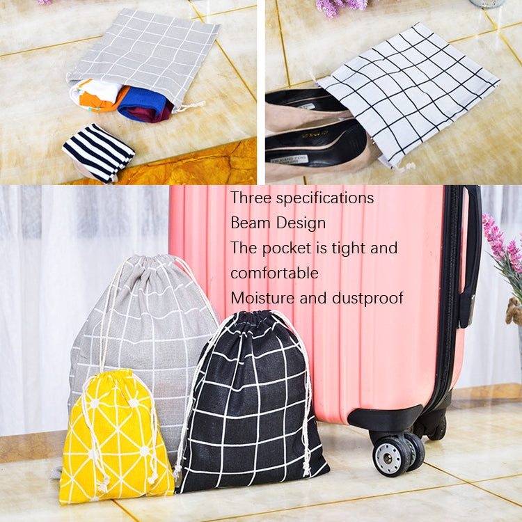 Sac de rangement en coton et lin avec cordon, petit+moyen+grand