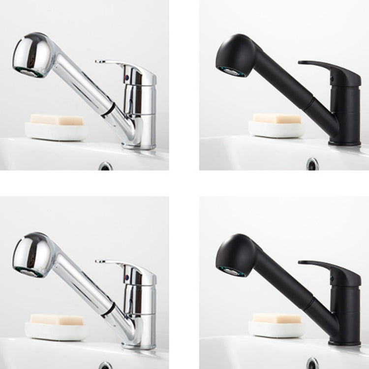 Robinet de lavabo télescopique chaud et froid, en cuivre chromé, cuivre noir, alliage de zinc chromé, alliage de zinc noir