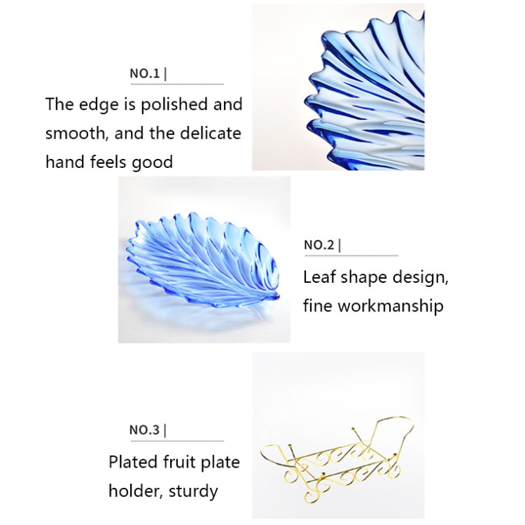 Plateau et étagère à fruits en acrylique en forme de feuille, Style : Plat (Transparent), Plat (Bleu), Plat (Ambre), Plat (Violet), Étagère (Dorée), Étagère (Noire)