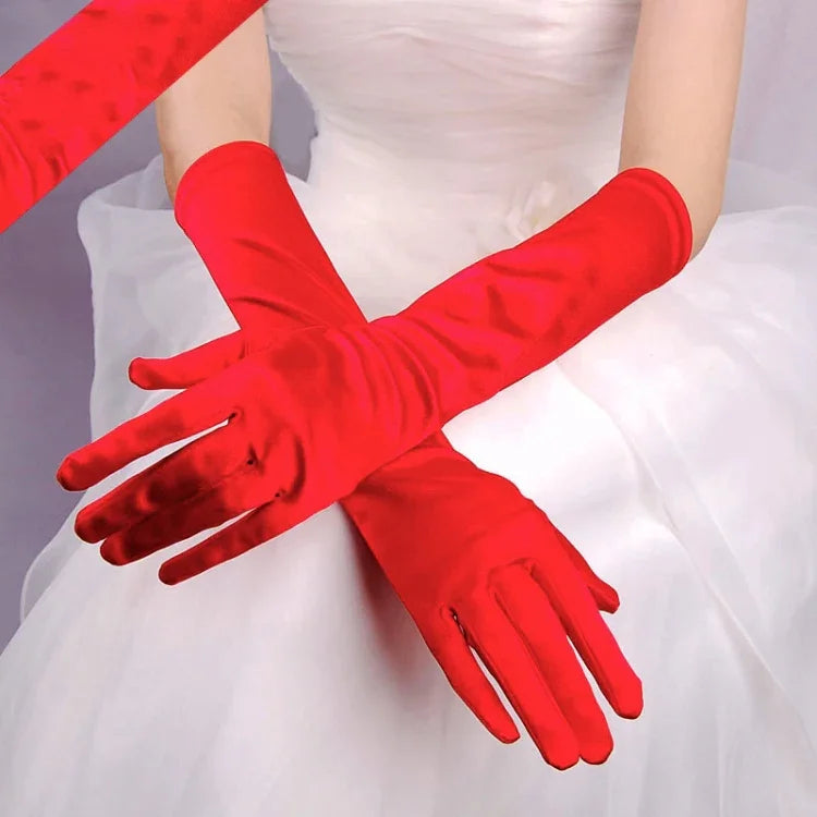 1 paire Gants de mariée en satin longs vintage voyage écran solaire robe de mariée gants