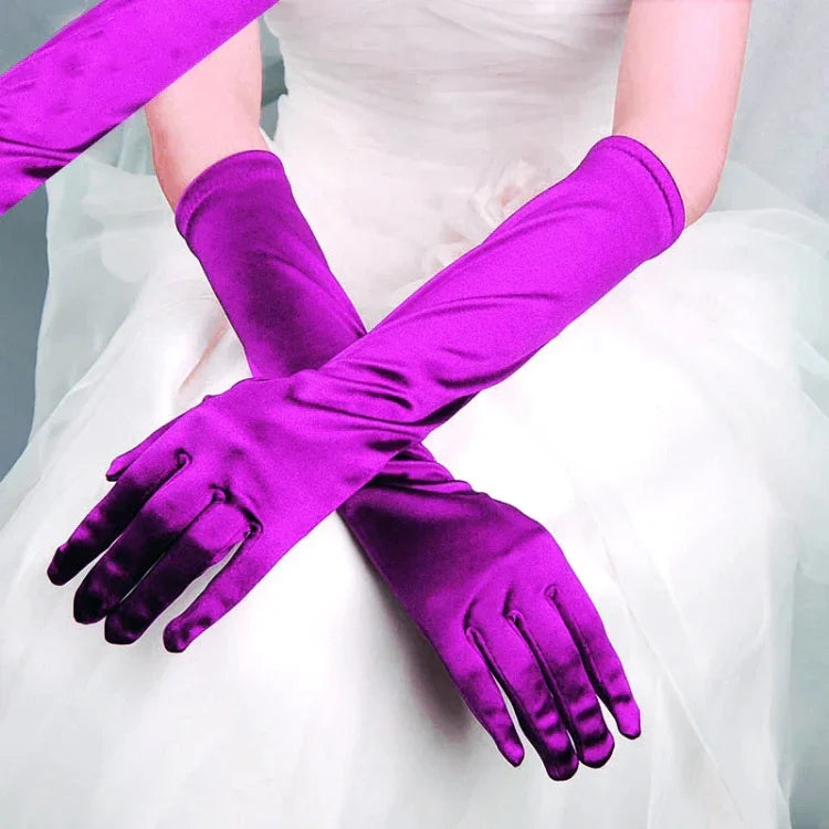 1 paire Gants de mariée en satin longs vintage voyage écran solaire robe de mariée gants