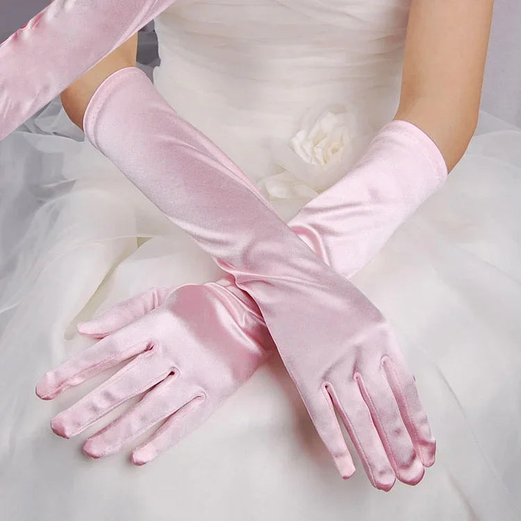 1 paire Gants de mariée en satin longs vintage voyage écran solaire robe de mariée gants