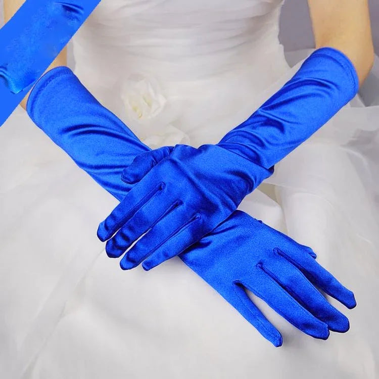 1 paire Gants de mariée en satin longs vintage voyage écran solaire robe de mariée gants