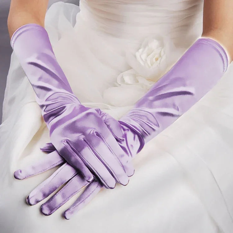 1 paire Gants de mariée en satin longs vintage voyage écran solaire robe de mariée gants