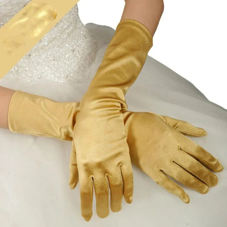 1 paire Gants de mariée en satin longs vintage voyage écran solaire robe de mariée gants