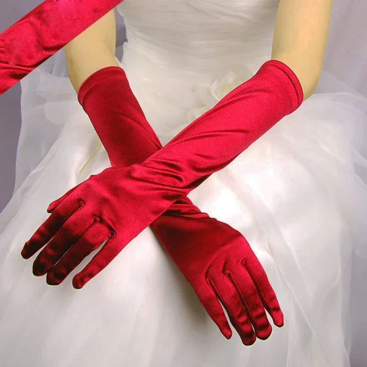 1 paire Gants de mariée en satin longs vintage voyage écran solaire robe de mariée gants