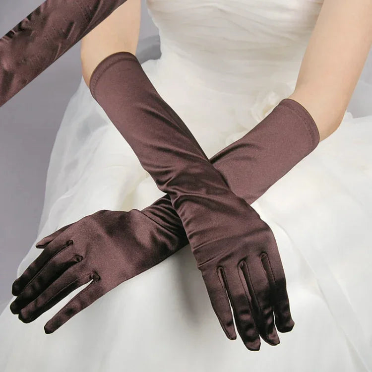 1 paire Gants de mariée en satin longs vintage voyage écran solaire robe de mariée gants