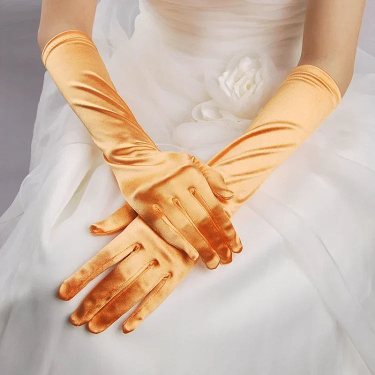 1 paire Gants de mariée en satin longs vintage voyage écran solaire robe de mariée gants