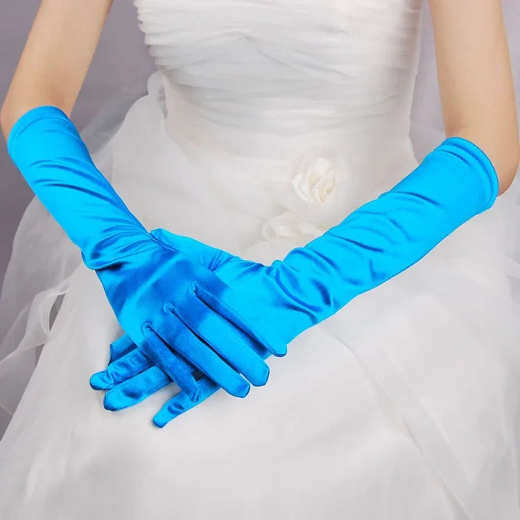 1 paire Gants de mariée en satin longs vintage voyage écran solaire robe de mariée gants