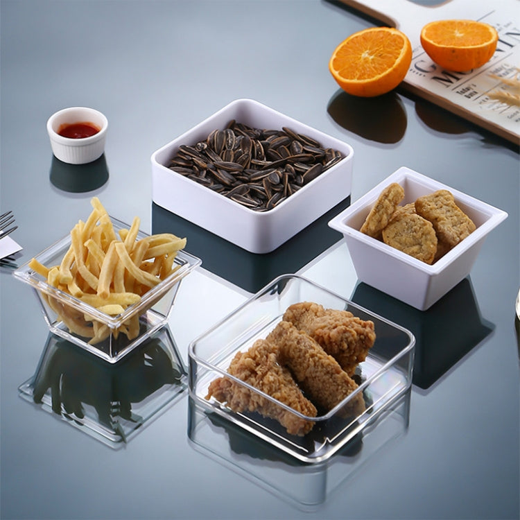 2 assiettes à collation géométriques, petit quatuor (blanc), petit quatuor (transparent), grand quatuor (blanc), grand quatuor (transparent), hexagonal (transparent), quadrilatère (transparent), rectangulaire (transparent)
