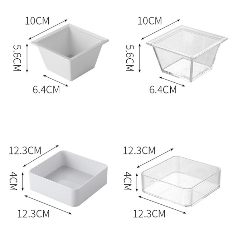 2 assiettes à collation géométriques, petit quatuor (blanc), petit quatuor (transparent), grand quatuor (blanc), grand quatuor (transparent), hexagonal (transparent), quadrilatère (transparent), rectangulaire (transparent)