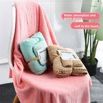 Serviette de bain + ensemble de serviettes en polaire corail, Blanc, Rose, Bleu, Marron, Cyan