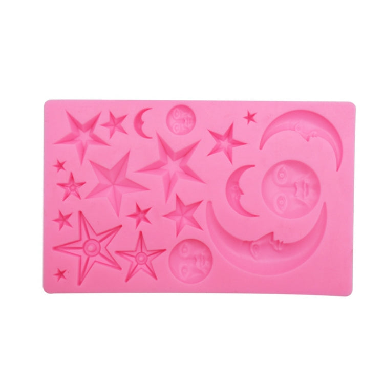 Moule en silicone en argile pour chocolat à faire soi-même, motif visage étoile lune, rose, gris