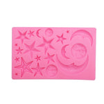 Moule en silicone en argile pour chocolat à faire soi-même, motif visage étoile lune, rose, gris