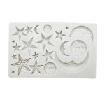 Moule en silicone en argile pour chocolat à faire soi-même, motif visage étoile lune, rose, gris