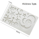 Moule en silicone en argile pour chocolat à faire soi-même, motif visage étoile lune, rose, gris