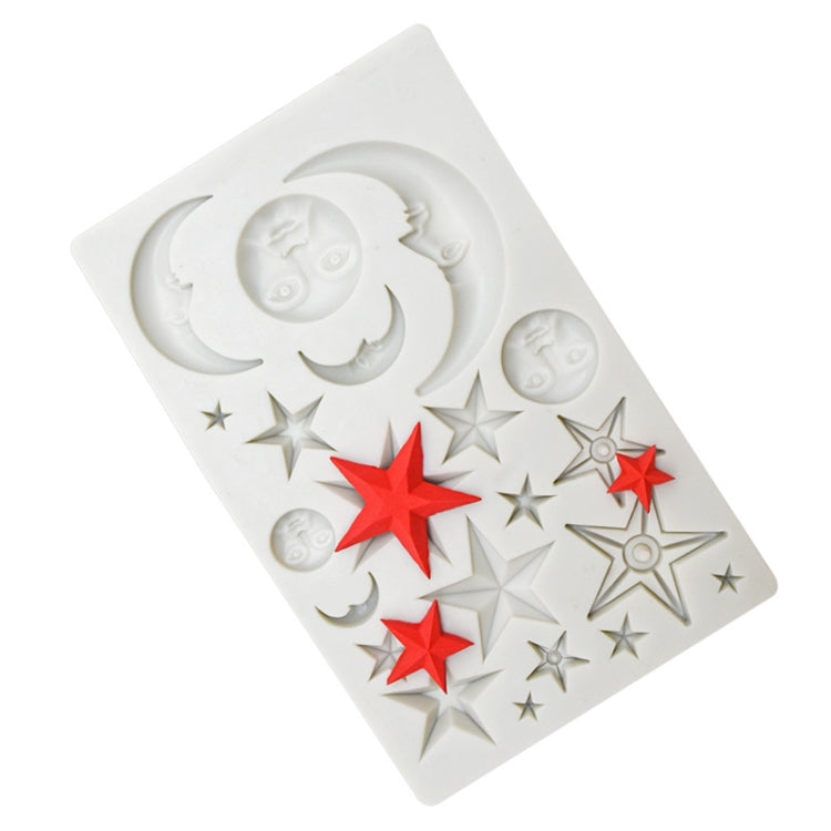 Moule en silicone en argile pour chocolat à faire soi-même, motif visage étoile lune, rose, gris