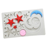 Moule en silicone en argile pour chocolat à faire soi-même, motif visage étoile lune, rose, gris