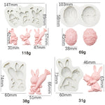 2 moules en silicone pour argile de cuisson au chocolat, spécification : trois lapins, trois lapins, double œuf, lapin carotte, lapin bouquet