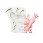 2 moules en silicone pour argile de cuisson au chocolat, spécification : trois lapins, trois lapins, double œuf, lapin carotte, lapin bouquet