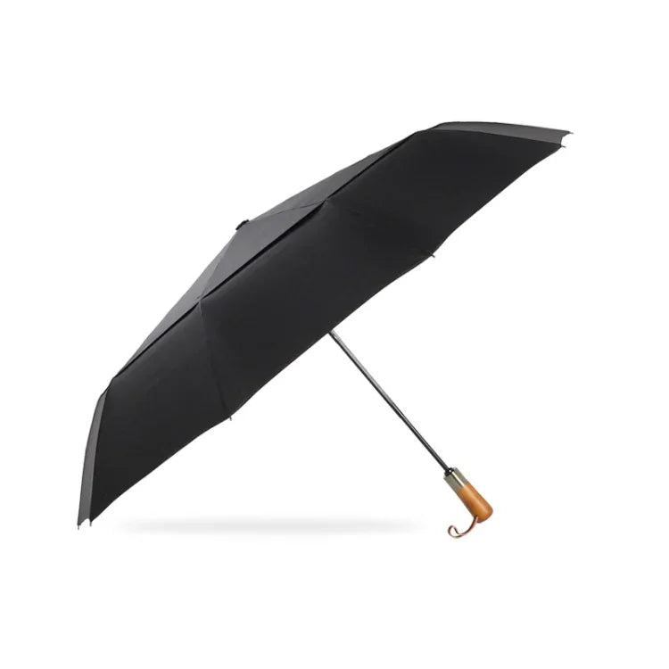 PARACHASE Parapluie automatique pliant d'affaires coupe-vent à double couche à dix baleines, Gris, Noir, Marine, Kaki