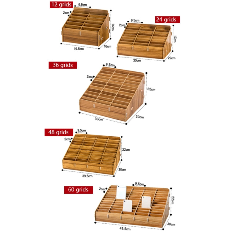 Boîte de rangement mobile pour téléphone de bureau, conférence, salle de classe D-86, Style :, 12 cases (Noyer), 12 cases (Chêne), 24 cases (Noyer), 36 cases (Noyer), 36 cases (Chêne), 48 cases (Noyer), 48 cases (Chêne), 60 cases (Noyer), 60 cases (Chêne)