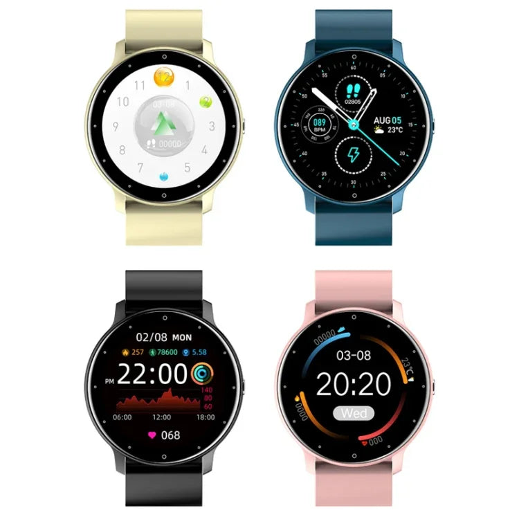 Montre de sport connectée ZL02 avec surveillance de la fréquence cardiaque, de la pression artérielle et de l'oxygénation, podomètre, Bluetooth sans fil, bleu, noir, rose, or